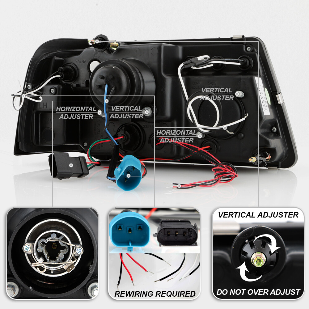 Blk 2001-2011 Ford Ranger LED Halo Projector Headlights w/Built In Corner Lamps