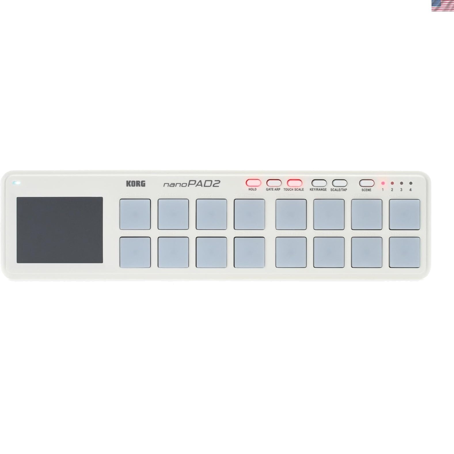 Compact White USB MIDI Pad Controller with Touchpad for Easy Music Production