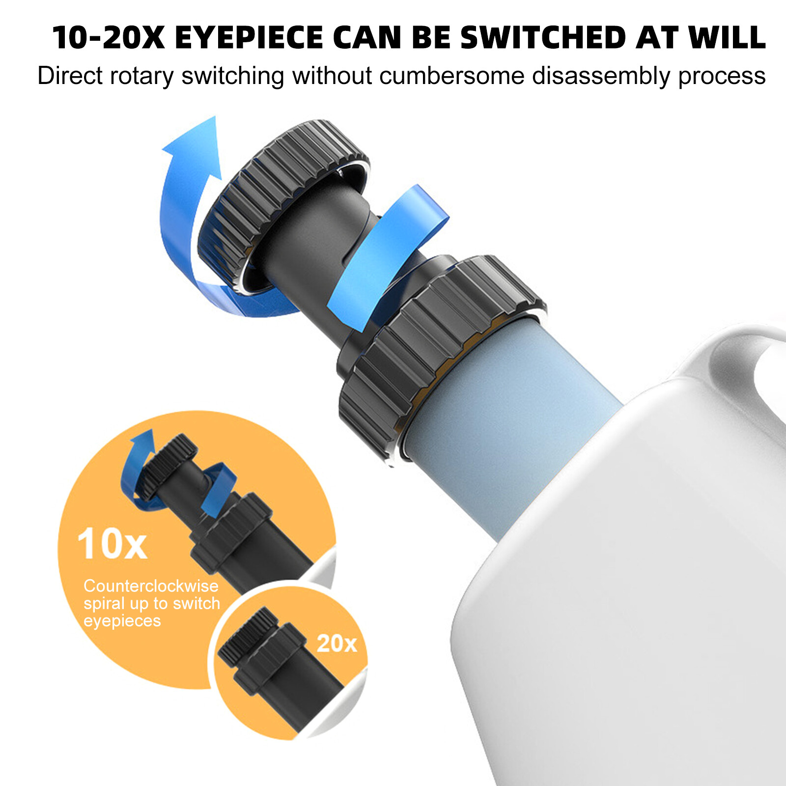 Handheld Microscope LED 100X-1200X Magnification Science Toys Kit For Kid White,