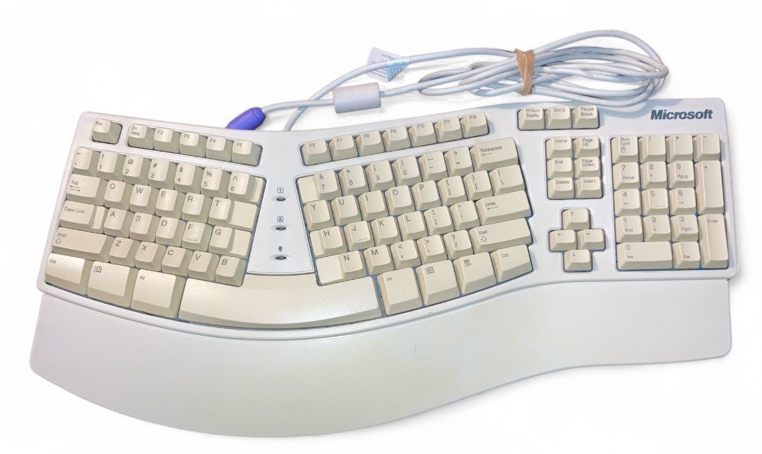 Microsoft Natural Keyboard Elite Vintage PS2 Keyboard - White - Tested