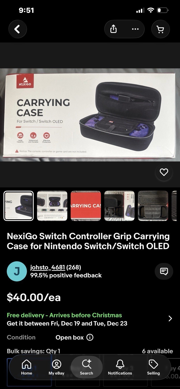 NexiGo Switch Controller Grip Carrying Case for Nintendo Switch/Switch OLED