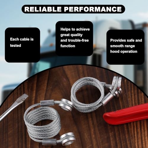 2pcs Hood Control Cable with 4pcs Circlips, Hood Release Latch Cable