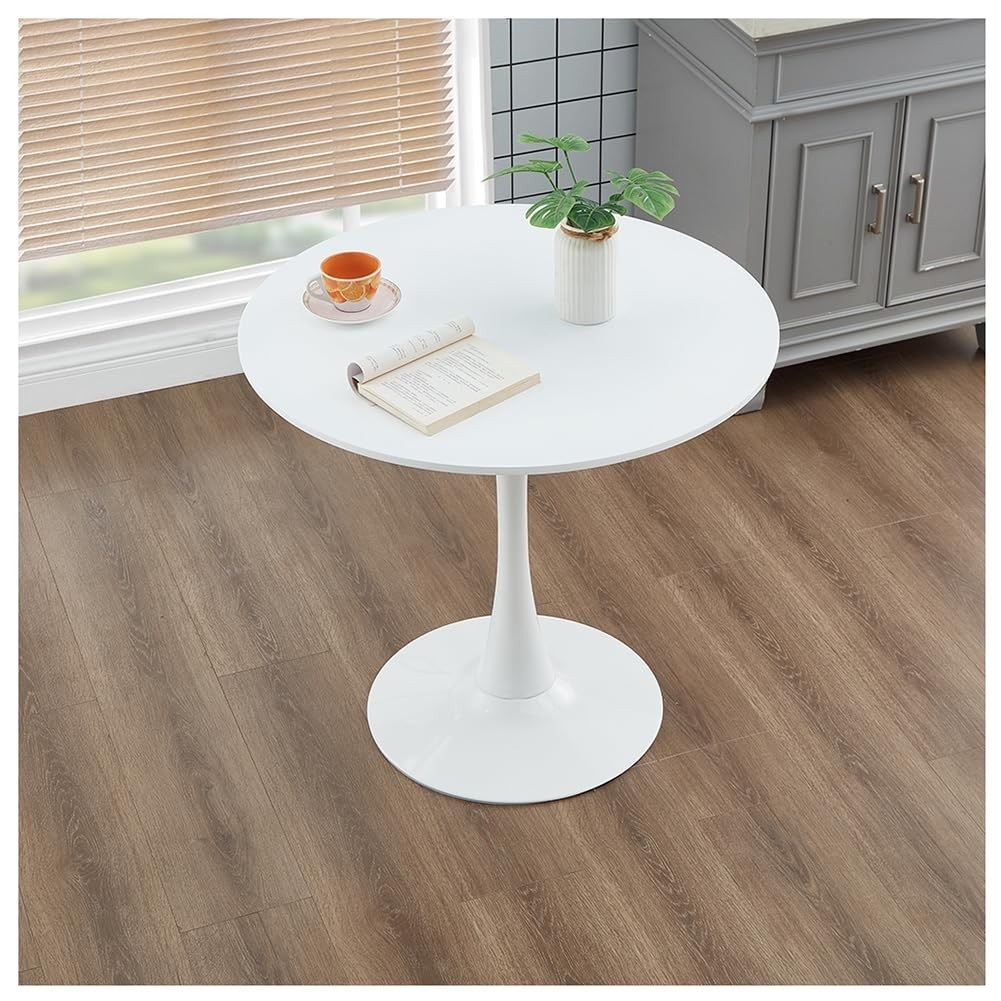 HYYTEIBL 27.3" Tulip Dining Table, White, Perfect 2-4 People, Mid-Century