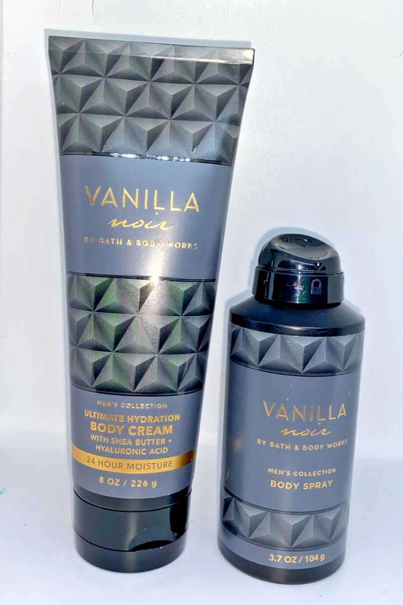 Bath & Body Works MEN'S VANILLA NOIR BODY CREAM & BODY SPRAY *SET OF 2*