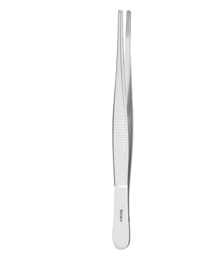 Set of 2  Standard Dressing Forceps, 10", Straight, Serrated Tips, Premium