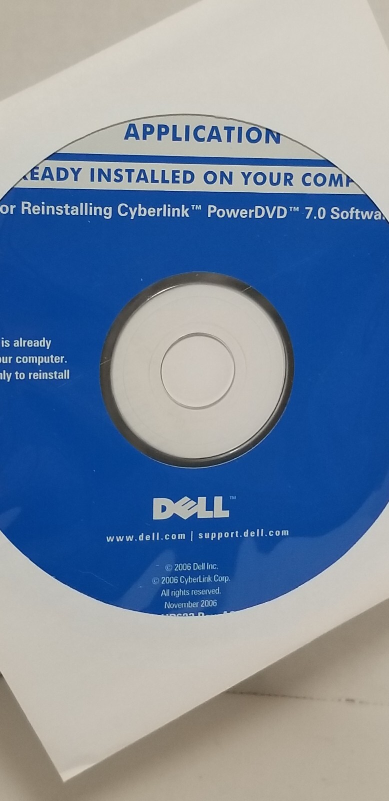 DELL Drivers and Utilities DVD for Reinstalling Cyberlink PowerDVD 7.0 Software