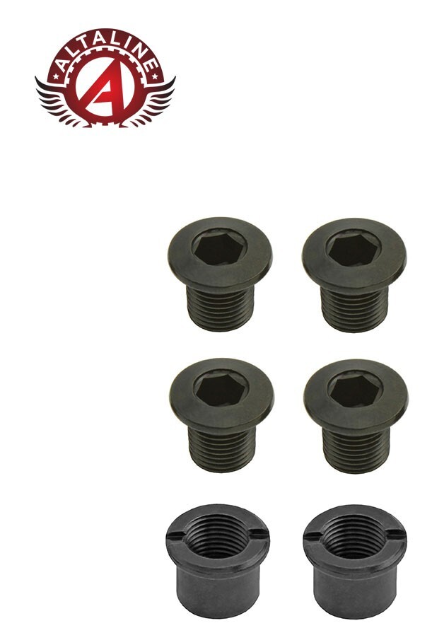 2 (TWO) ALTALINE BICYCLE CHAINWHEEL BLACK TRIPLE BOLTS.