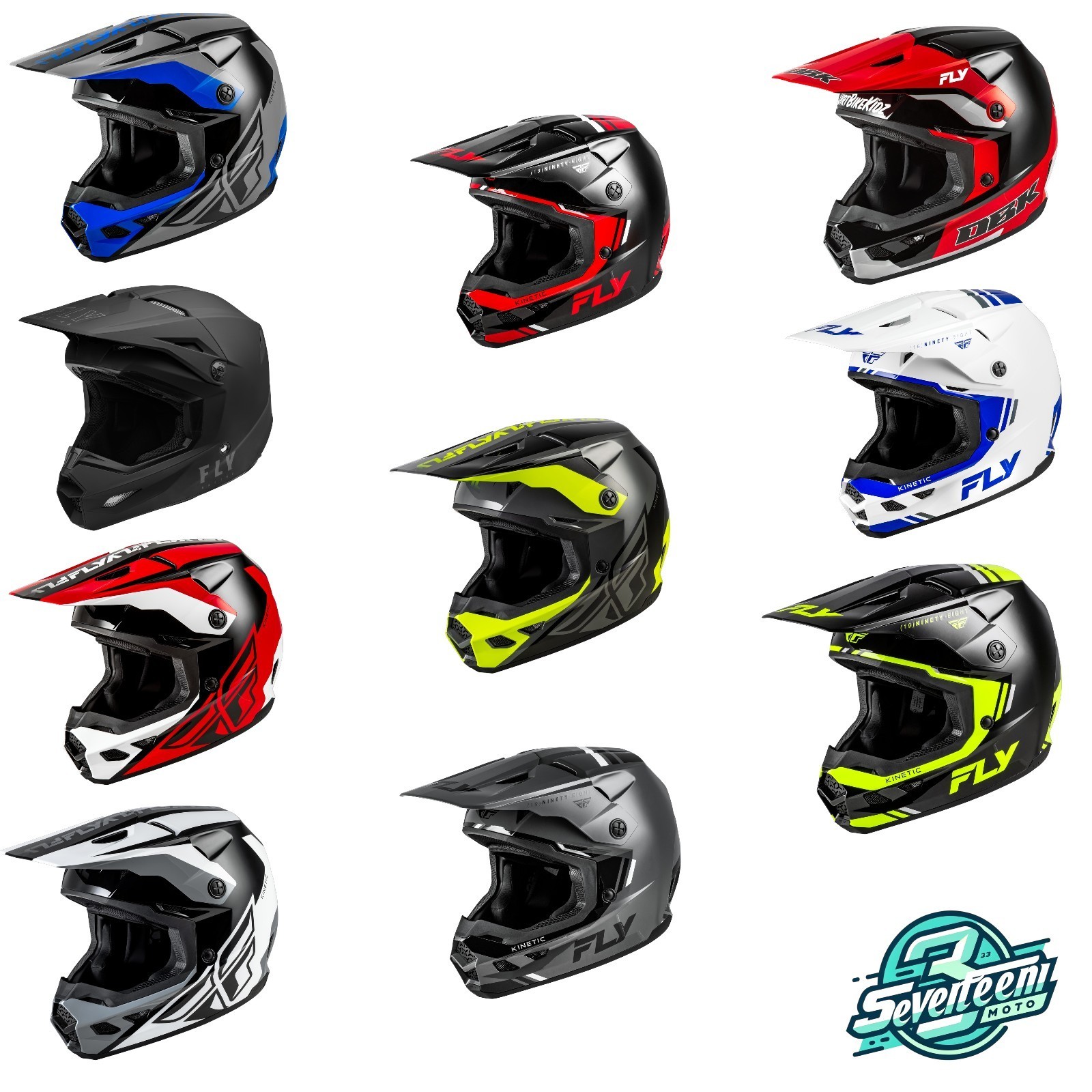 Fly Racing Kinetic MX Helmet Motocross Adult Sizes ATV UTV SXS Dirt Bike