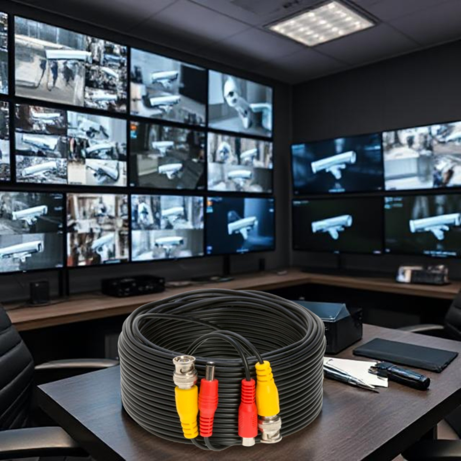 20 ft Video Power Cable BNC DC Security Camera RCA DVR Cord for CCTV Black lot