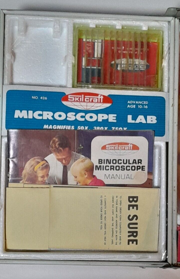 Vintage Skilcraft USA Microscope Lab Metal Box