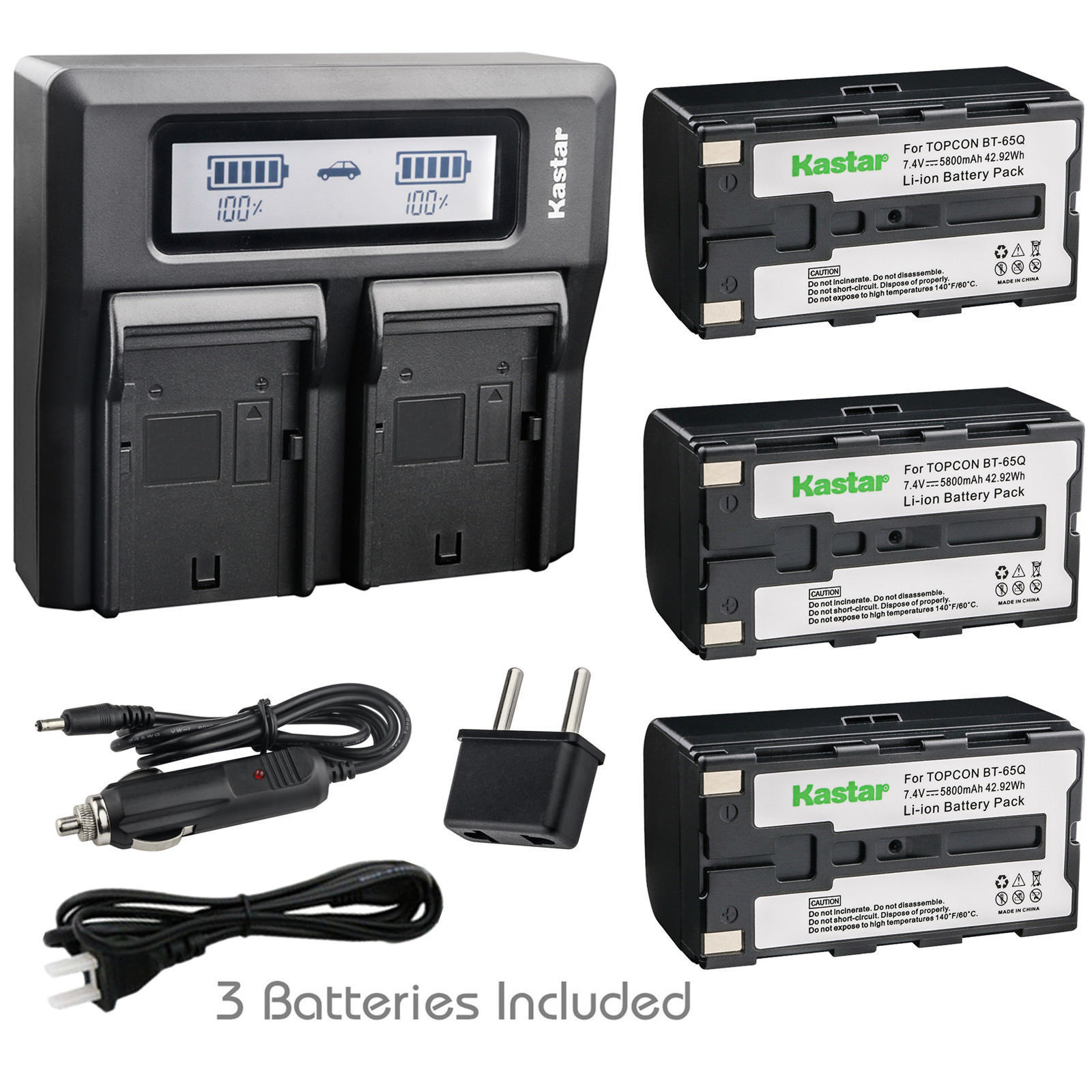 BT65Q Battery & LCD Charger for Topcon BT-60Q BT-61Q BT-62Q BT-65Q BT-66Q GMS-2