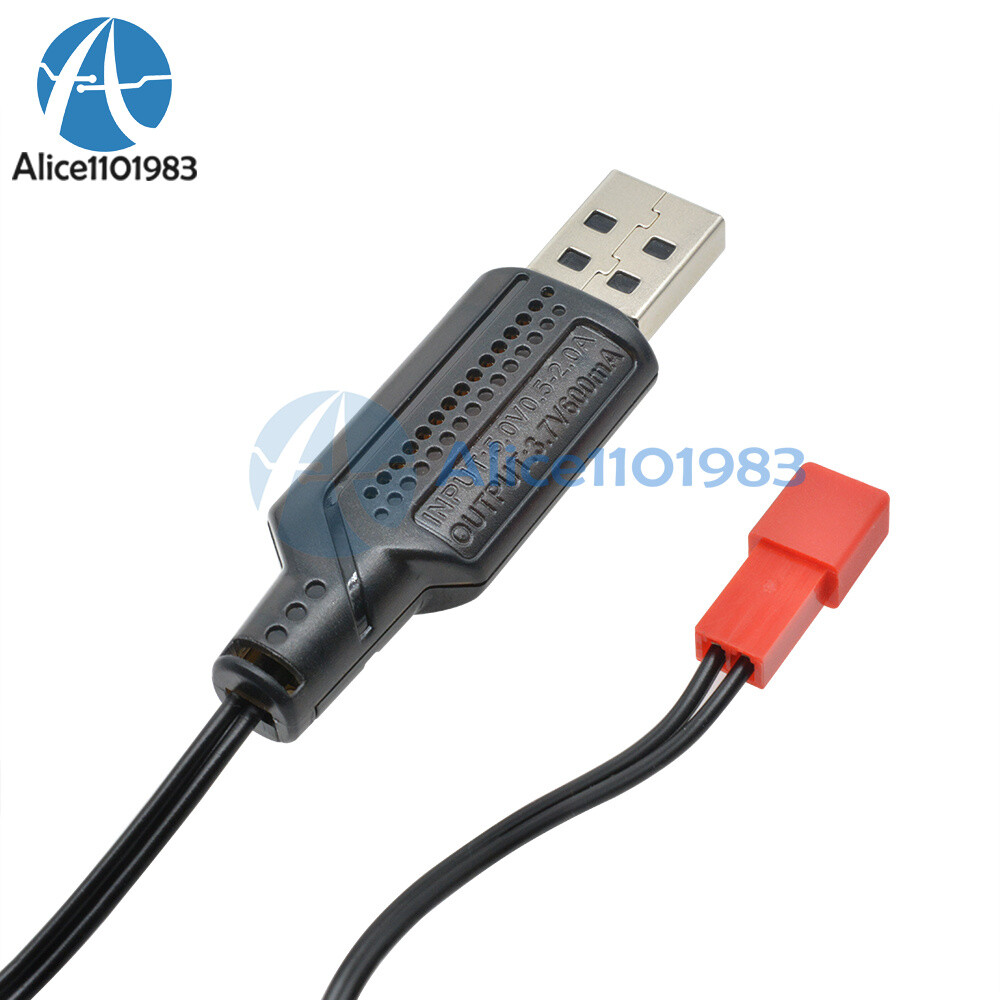 3.7V 500mA Output 1S Lipo Li-ion Battery USB Cable Charger Red JST Female Head