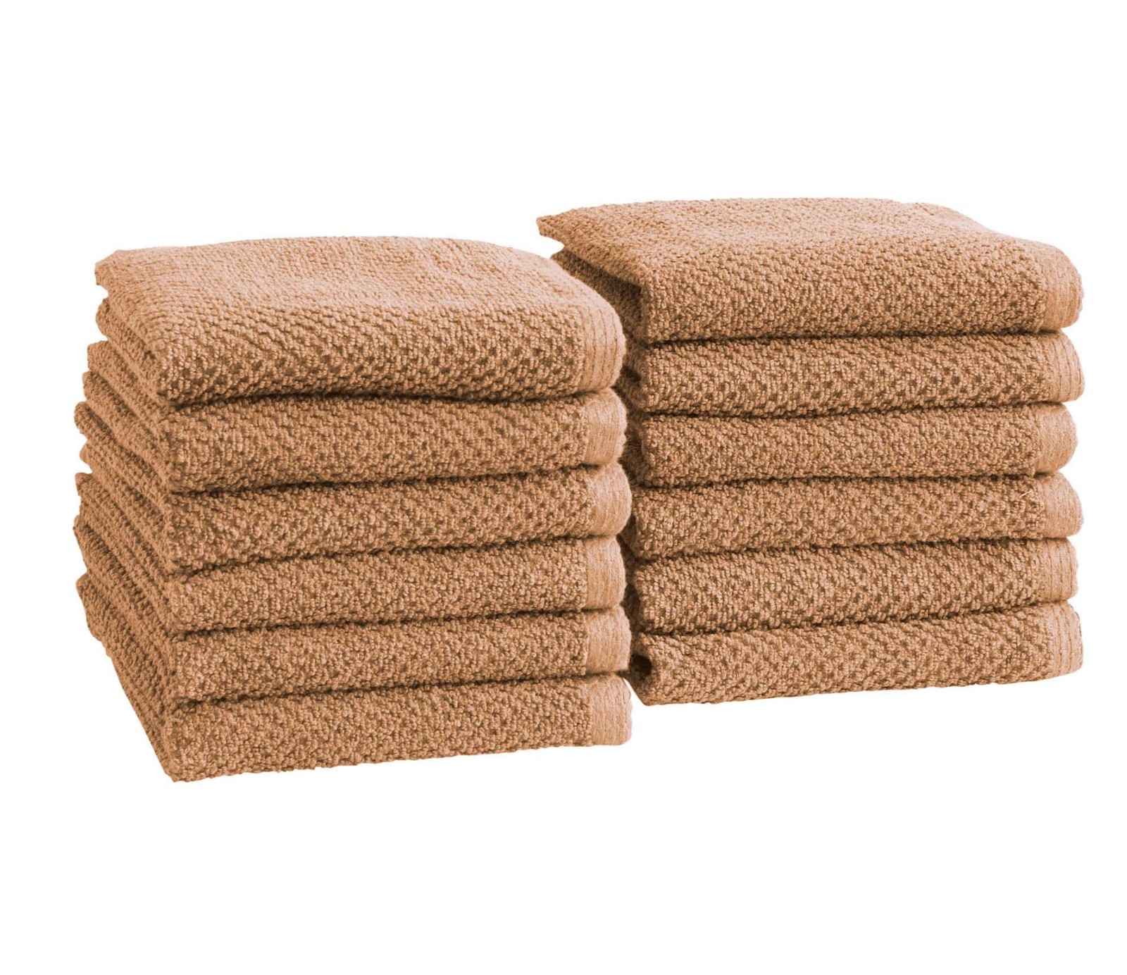 Soft Washcloths 12 Pack, Absorbent Bath Towels, 100% Cotton, Brown