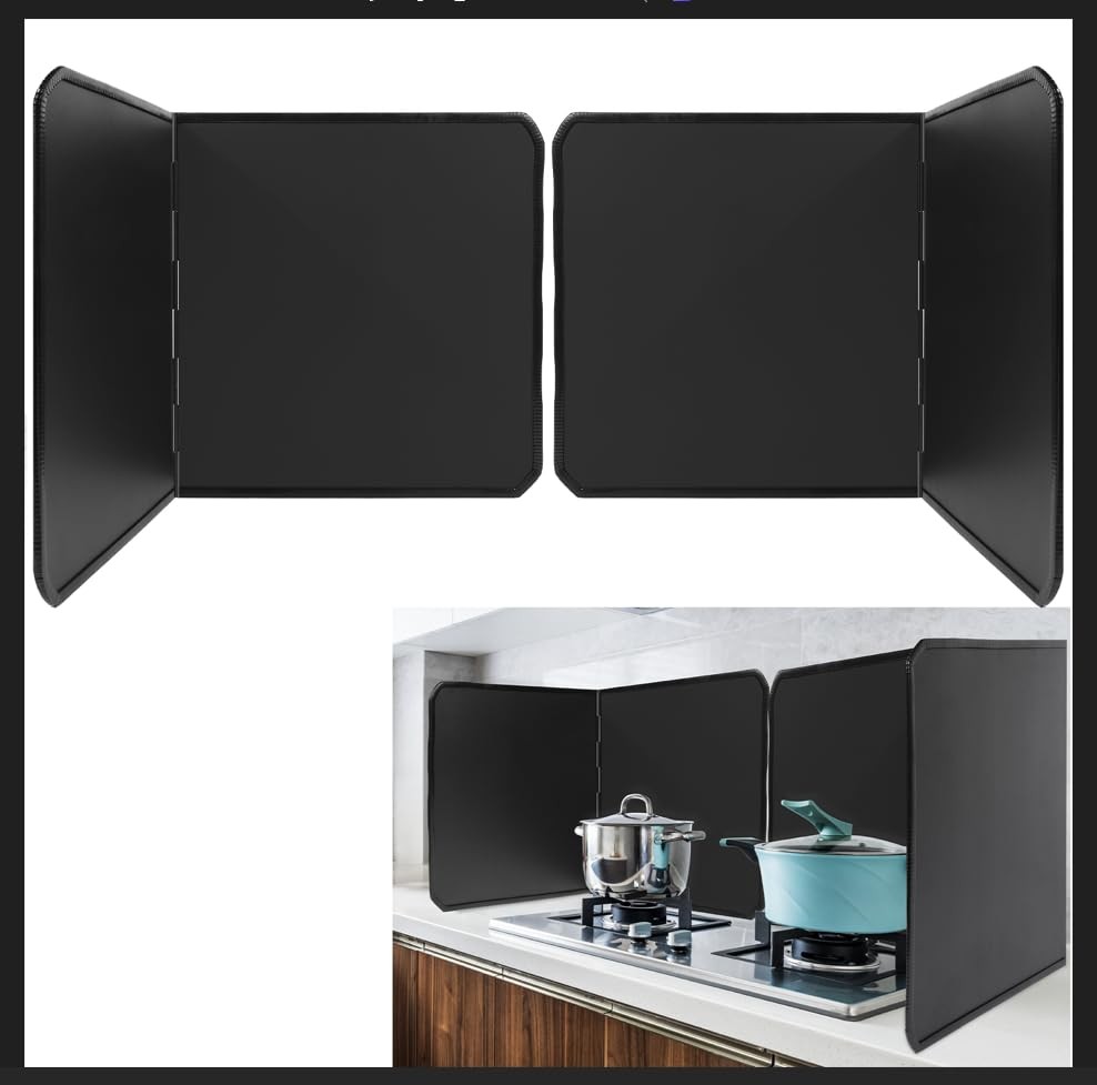 2PCS 2 Sided Oil Splatter Guard Grease Splatter Guard Stove Splatter Guard, S...