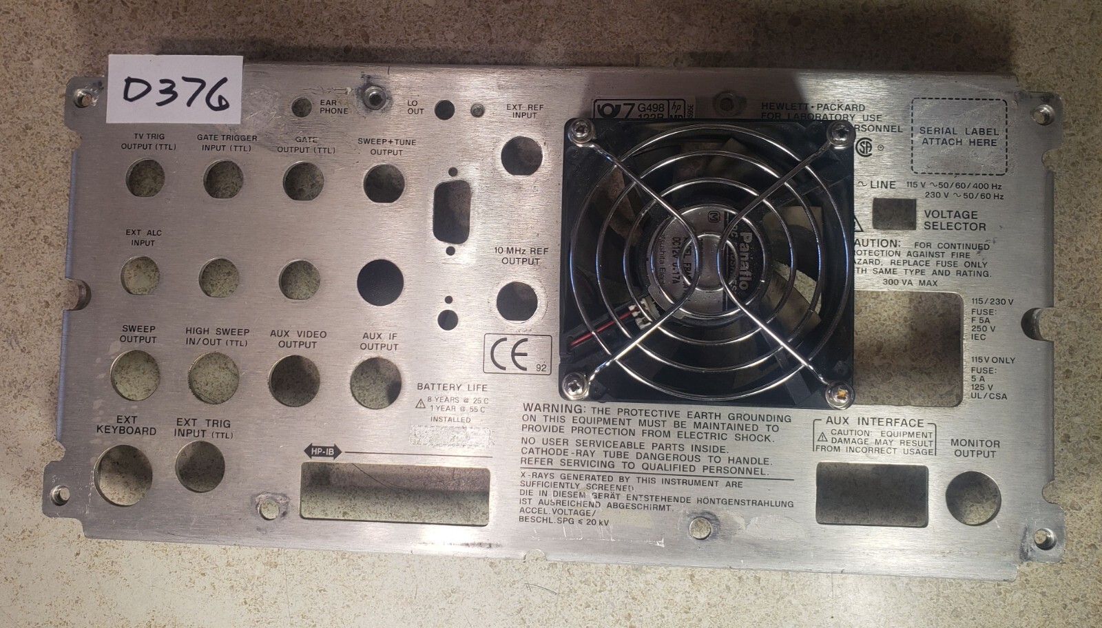HP Hewlett Packard 5002-0690 8590E Series Single I/O Rear Frame w/Fan!