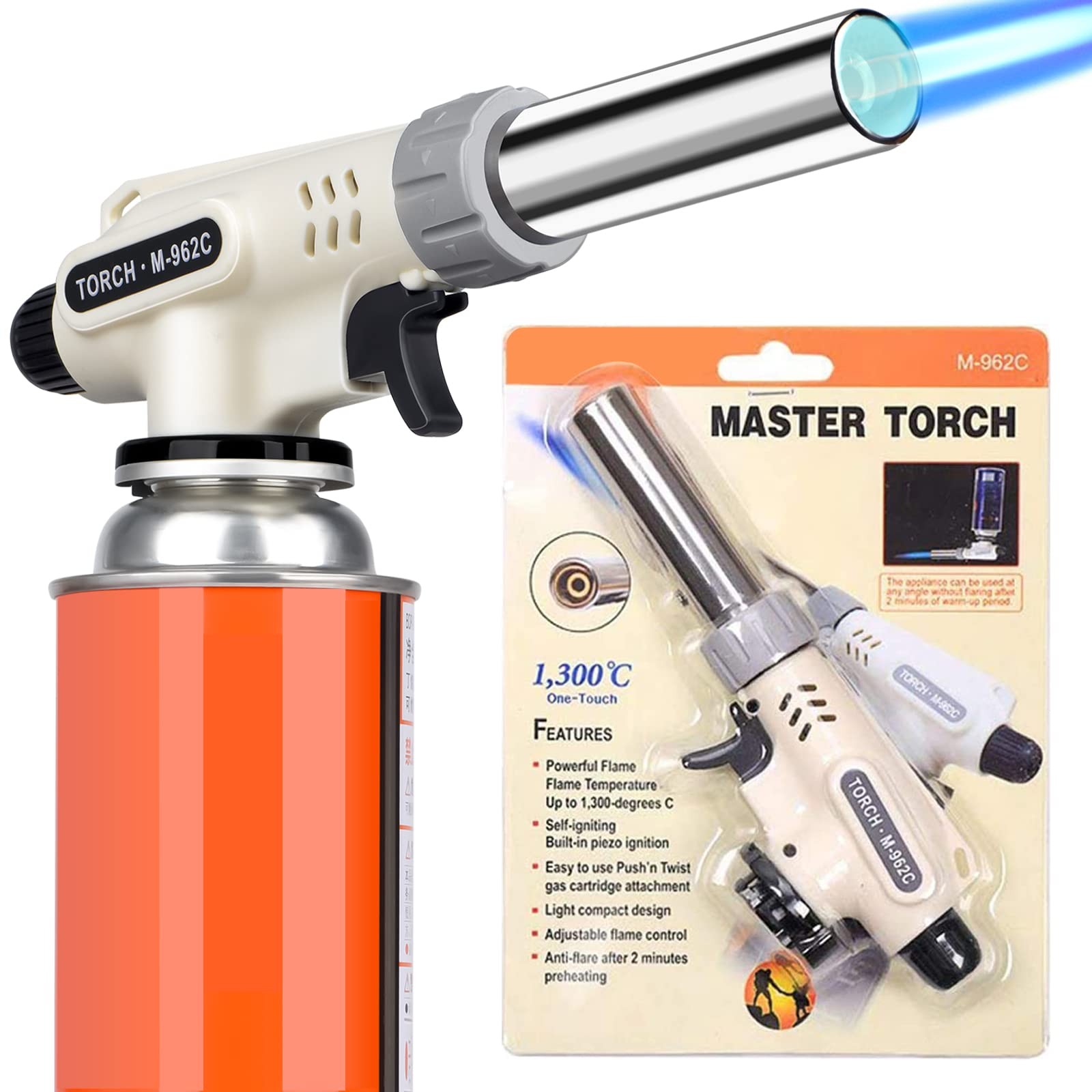 Culinary Professional Kitchen Butane Torch, Upgrade Creme Brulee Blow Torch f...