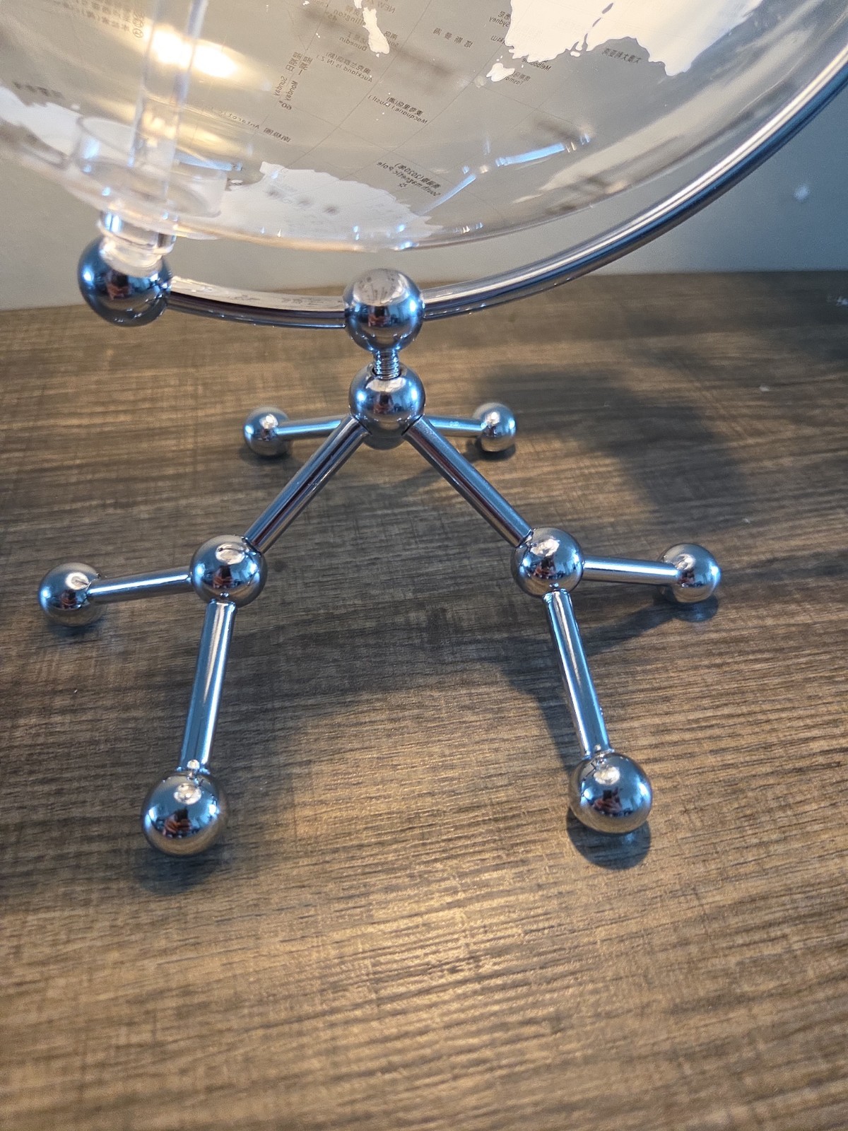 LED Illuminated Earth Globe War. White Light Metal Stand