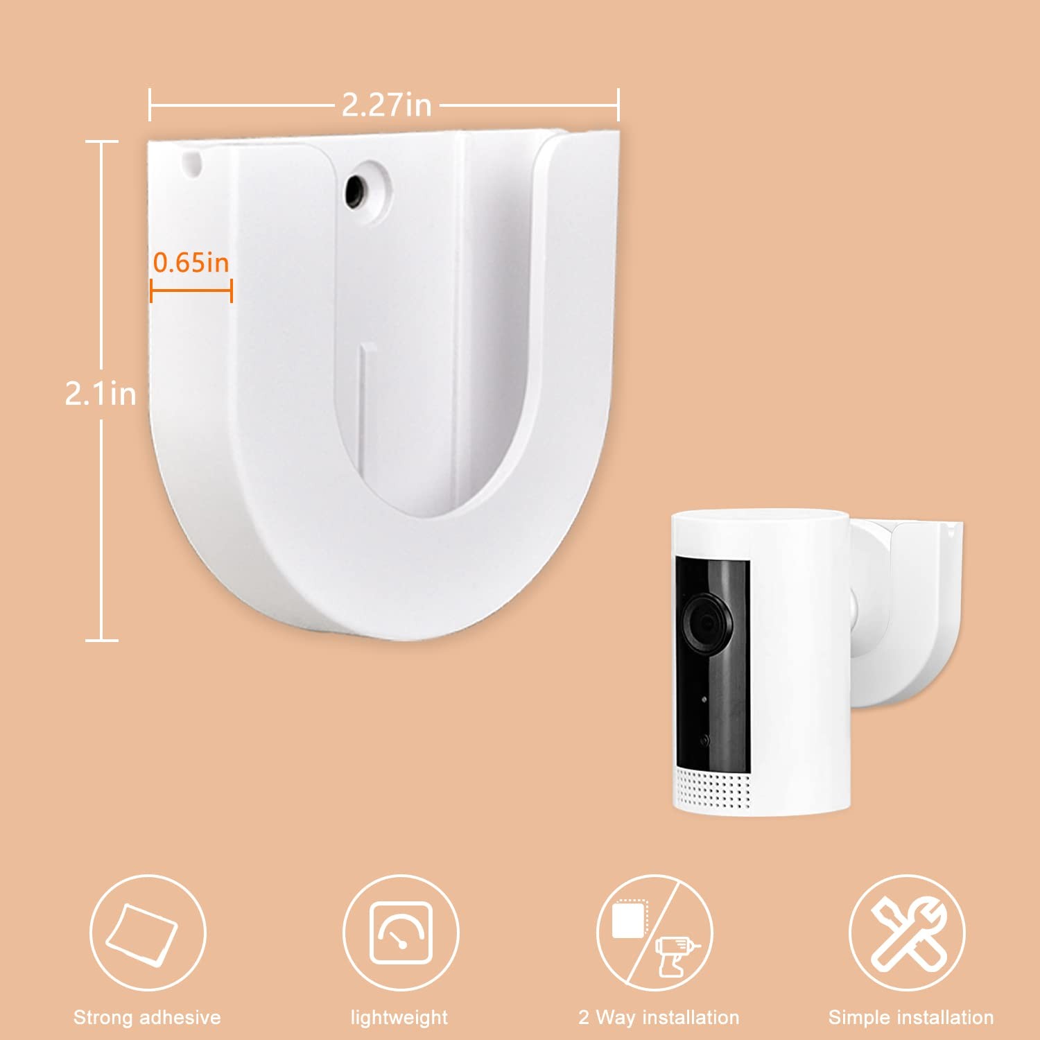 2 Pack Strong Adhesive Wall Mount for Ring Indoor Cam(2nd Gen and 1st...