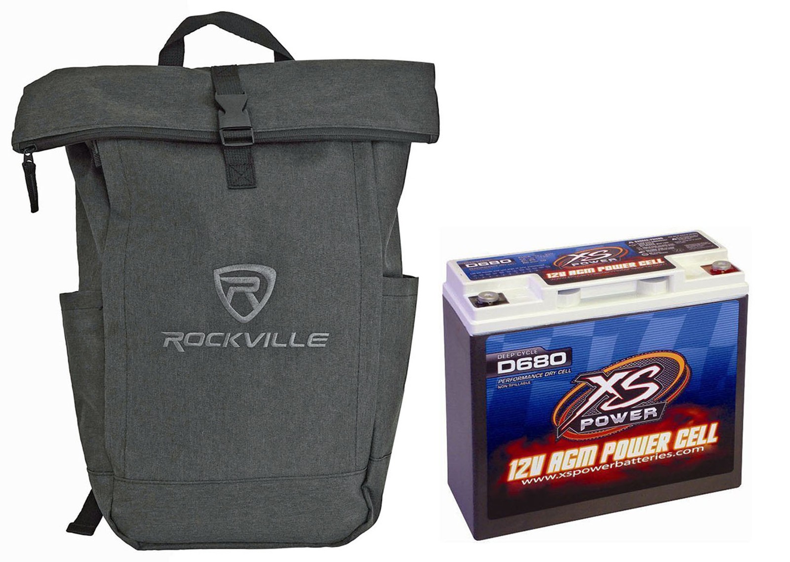 XS Power D680 1000 Amp AGM Power Cell Car Audio Battery + Hardware + Backpack