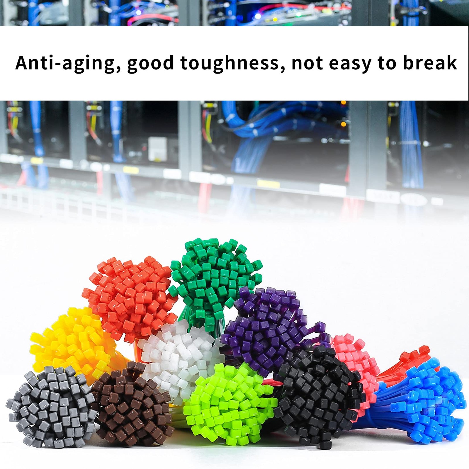 HexinYigjly1200 Pcs Mixed Colored Zip Ties, 4 Inch Multicolor Self-Locking Ny...