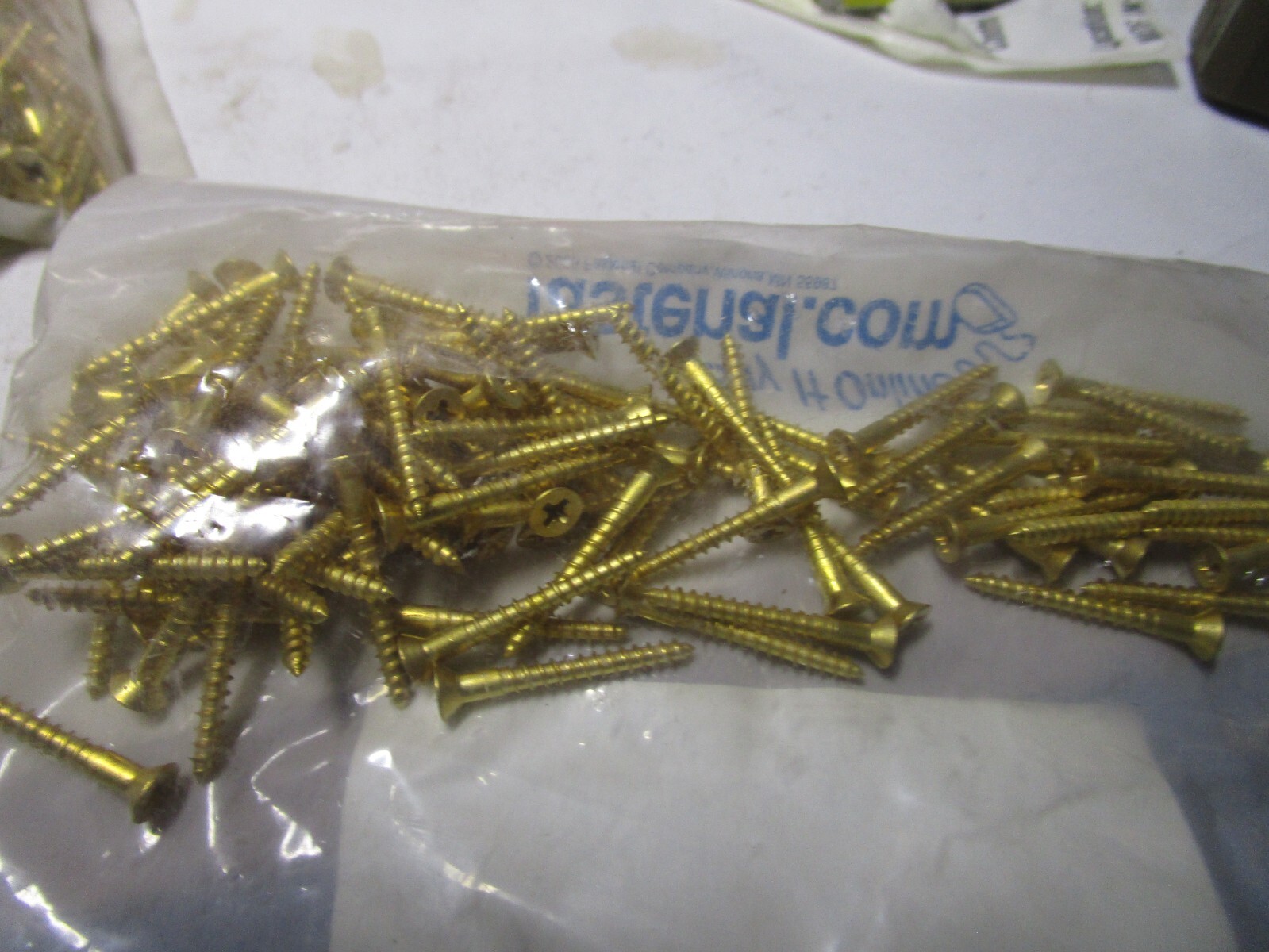 #4-22 x 1" Flat Head Phillips Sharp Point Plain Brass Wood Screw QTY 100