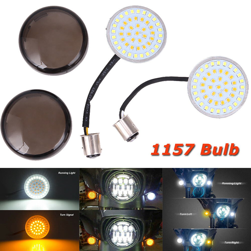 1157 LED Turn Signal Light Blinker w/ Smoke Lens For Harley Road King Glide FLHR