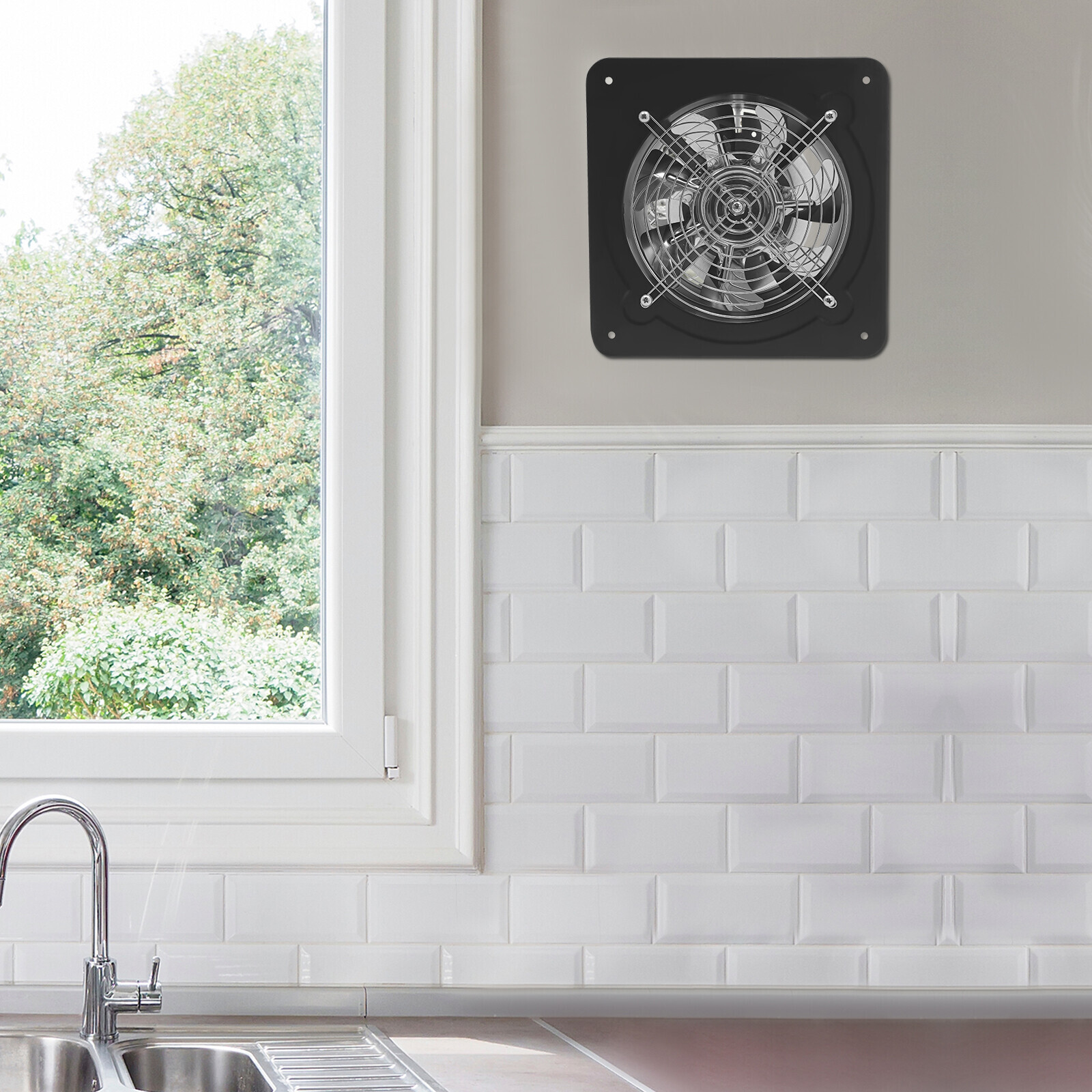 Exhaust Fan Wall/Window Mounted W/ Back-draft Damper for Kitchen Ventilation