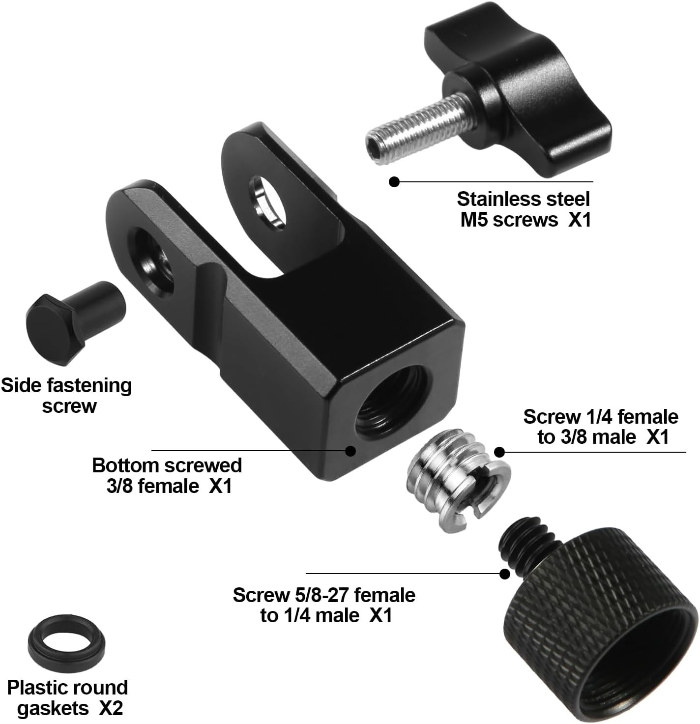 Microphone Mount Adapter for Hyperx Quadcast with 3/8" or 1/4" Screw M, black