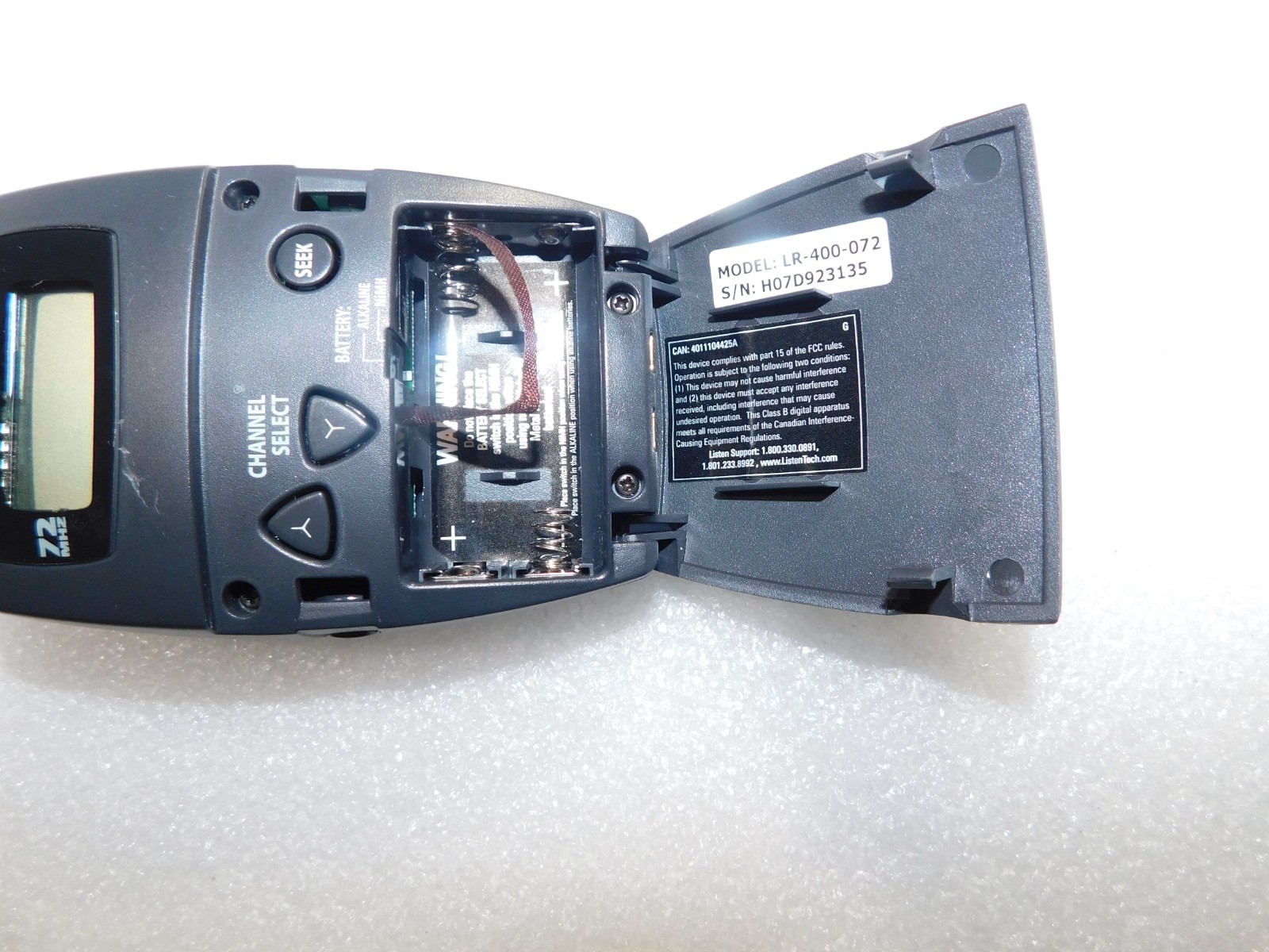 LISTEN TECHNOLOGIES 72MHZ FM DISPLAY RECEIVER LR-400-072