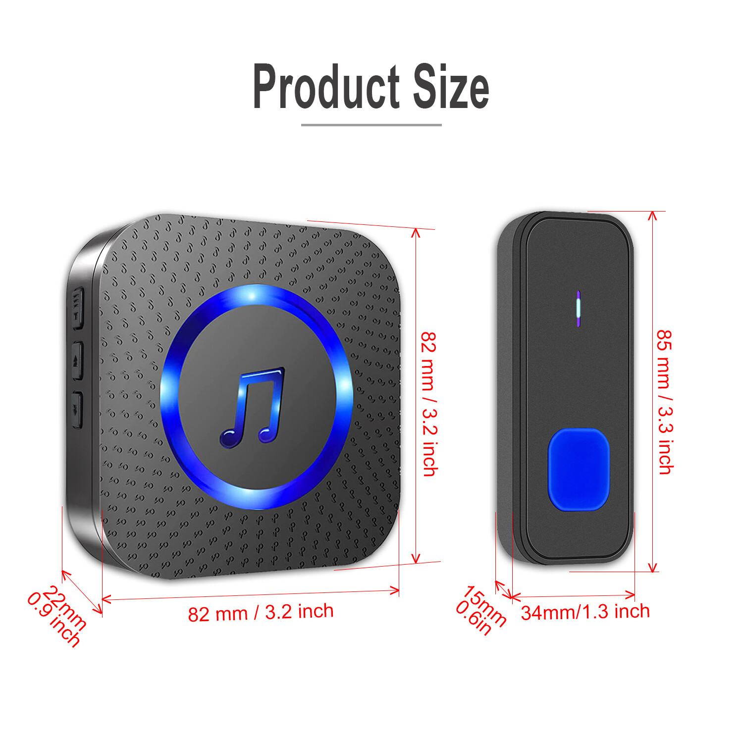 Home wireless doorbell with 4 buttons, suitable for multi-point calling,Black