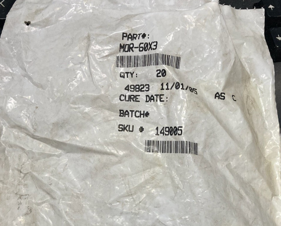 MOR-60x3 Metric 70 Duro Nitrile O-Ring Hydraulic Pneumatic 60x66mm 20 Pk
