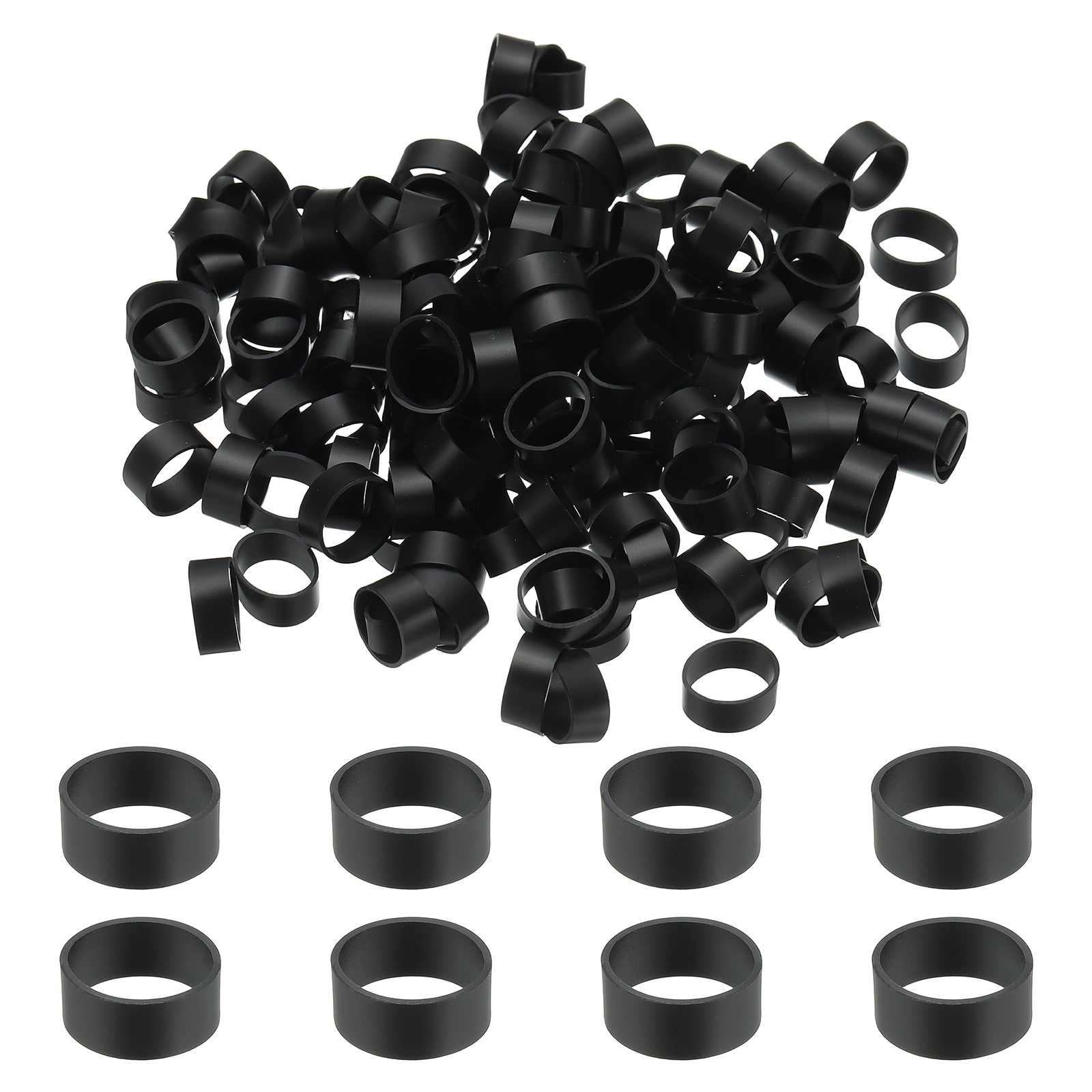 250Pcs Silicone Cable Ties, 12mm Silicone Rubber Bands, Black(19x5x0.6mm)