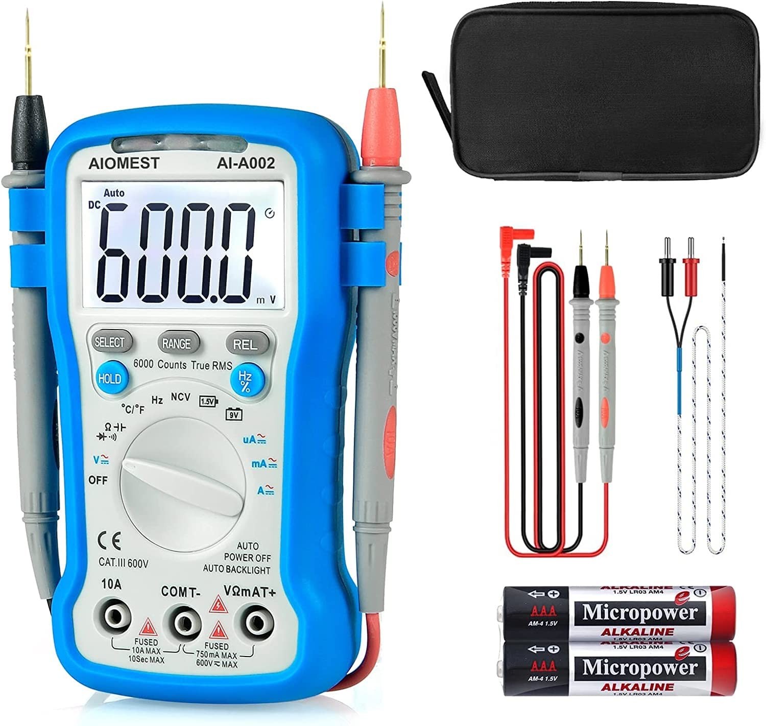 6000 Counts TRMS Digital Multimeter Auto Ranging - Multitester for AC/DC Current