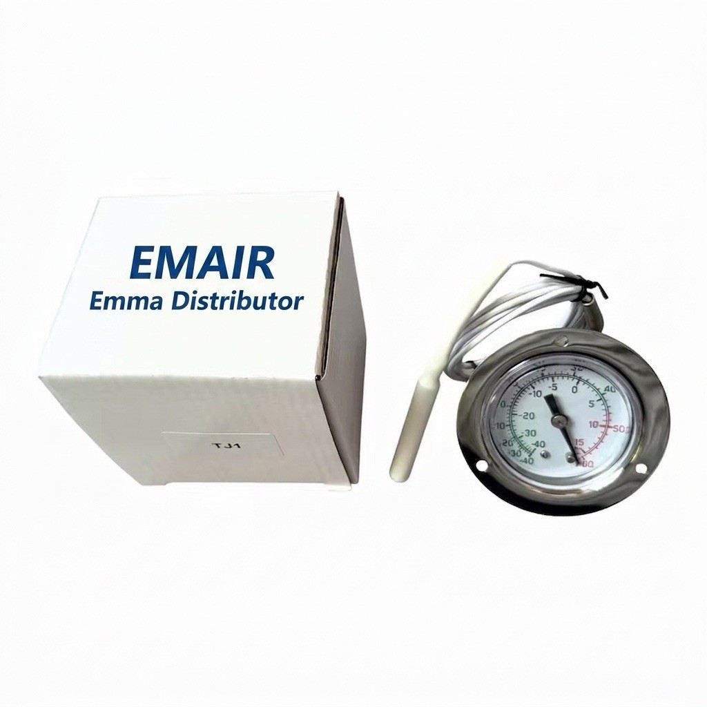 Vapor Capillary Flanged Panel Mount Refrigeration Thermometer, -40 to 60 deg F