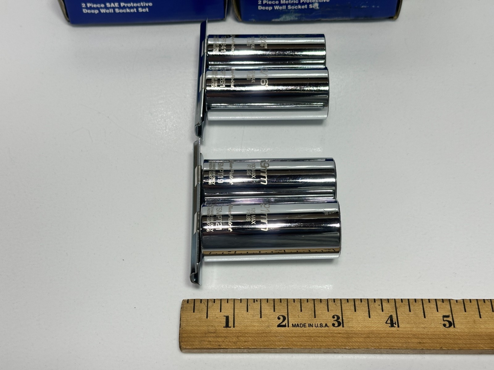 NEW Blue Point PROTECTIVE Thin Wall Metric & SAE Socket Set, 19-21mm & 3/4-13/16