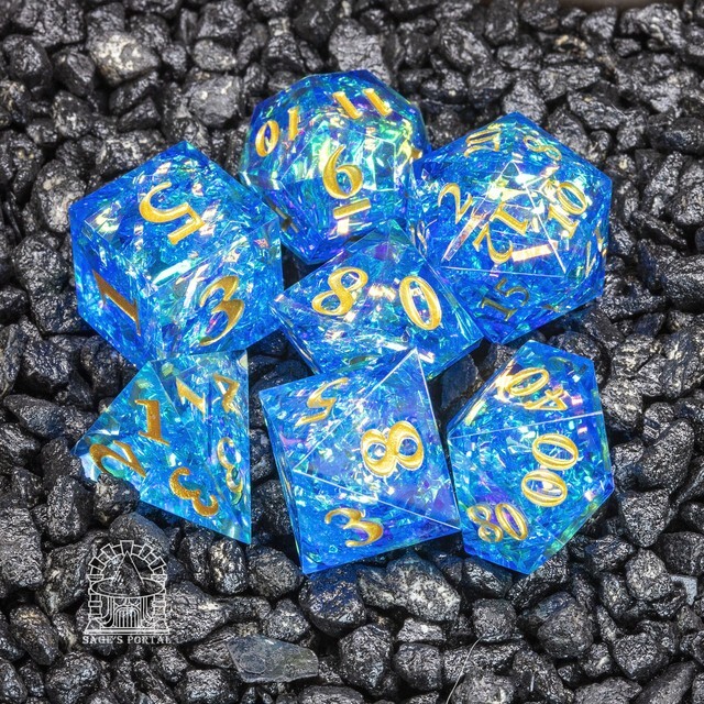 Sage's Exaltations - River Bend Sharp Edge Resin Polyhedral Dice Set