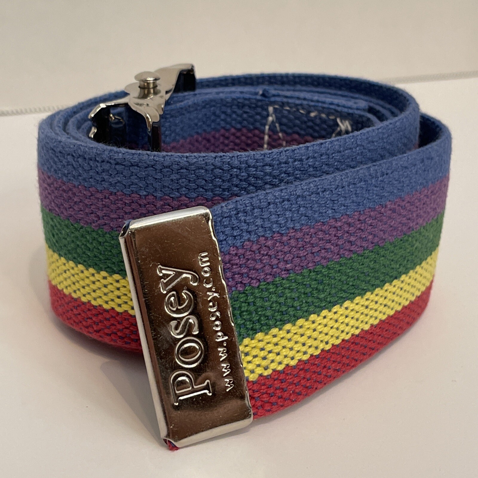 Posey Co Arcadia California USA Multi Colored Rainbow Striped Belt 52 3/8"