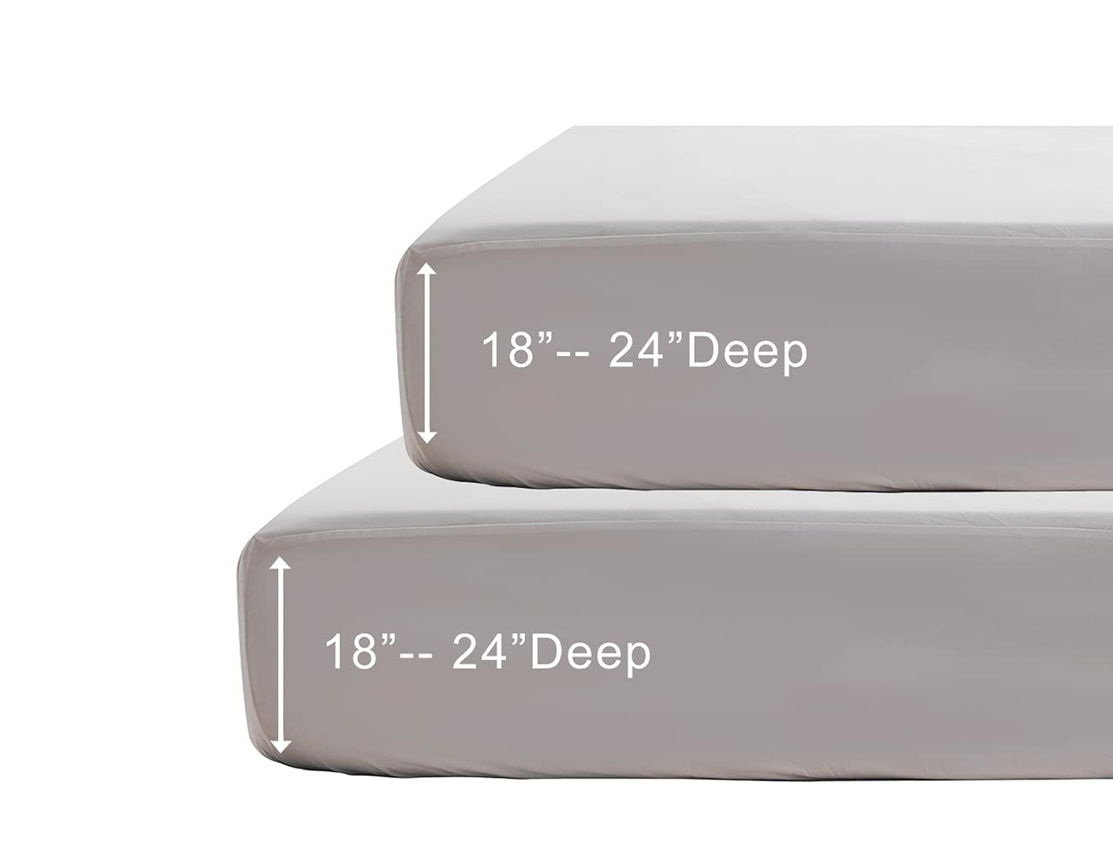 Bed Bottom Sheet Full Size, 18" - 24" Deep Fitted Sheet 2 PC, White Soft Micr...