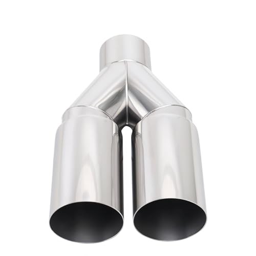 2.5" to 3" Exhaust Tip, Dual Outlet Stainless Steel Muffler 2.5” Inlet Silver