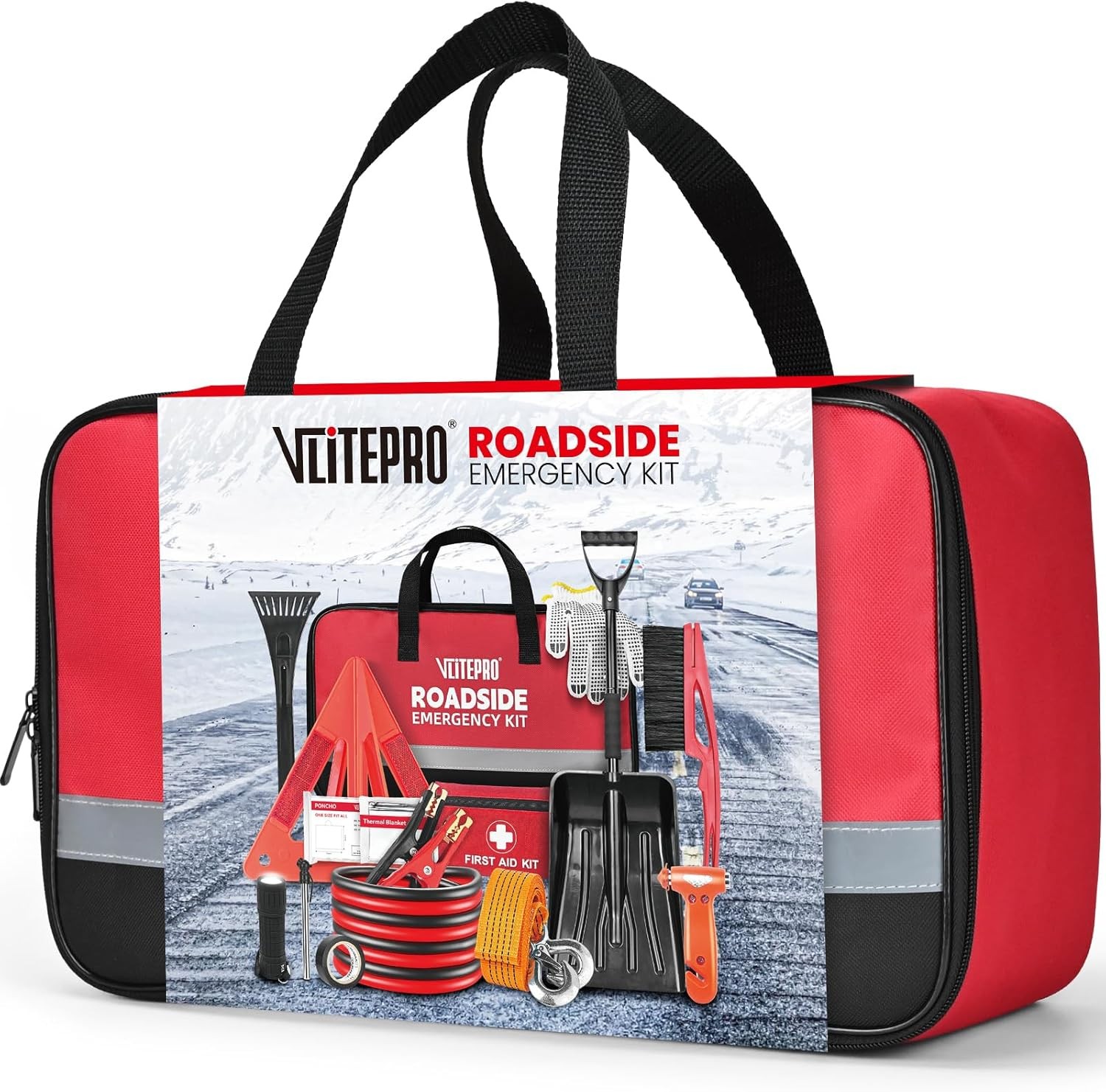 Roadside Emergency Car Kit for Vehicles, First Aid Kit...