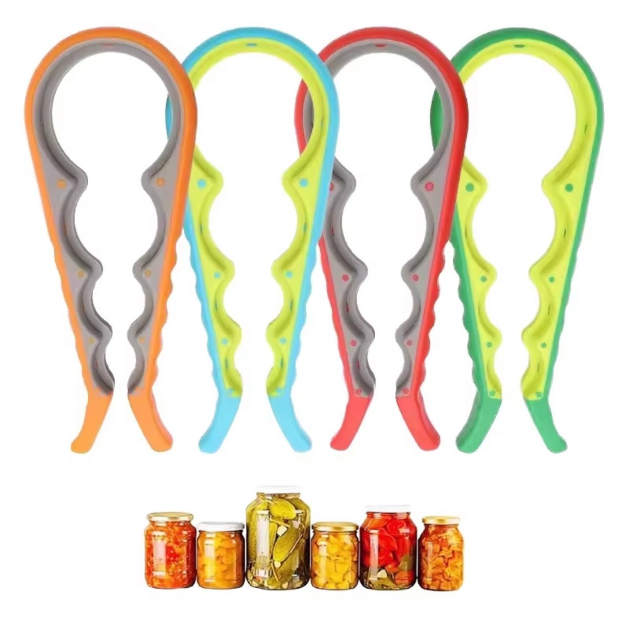 RED 4-in-1 Jar Opener Bottle Opener Easy Grip Kitchen Tool Lid Opener