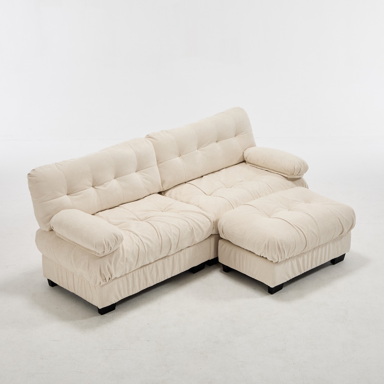 Modular Sectional Sofa Cloud Couch, Deep Seat L Shaped Couch with Ottoman,So