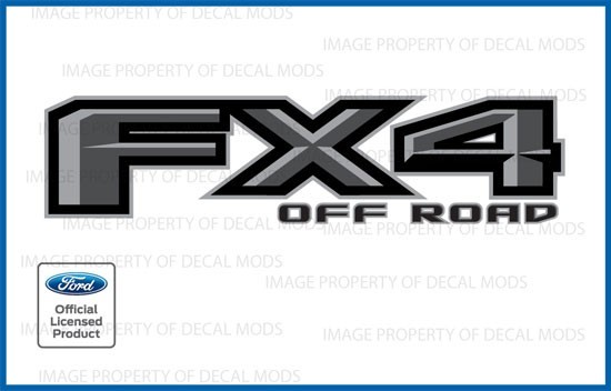set of 2: Ford F150 FX4 Off Road Decals FG Stickers Truck bed Side gray FH5A1