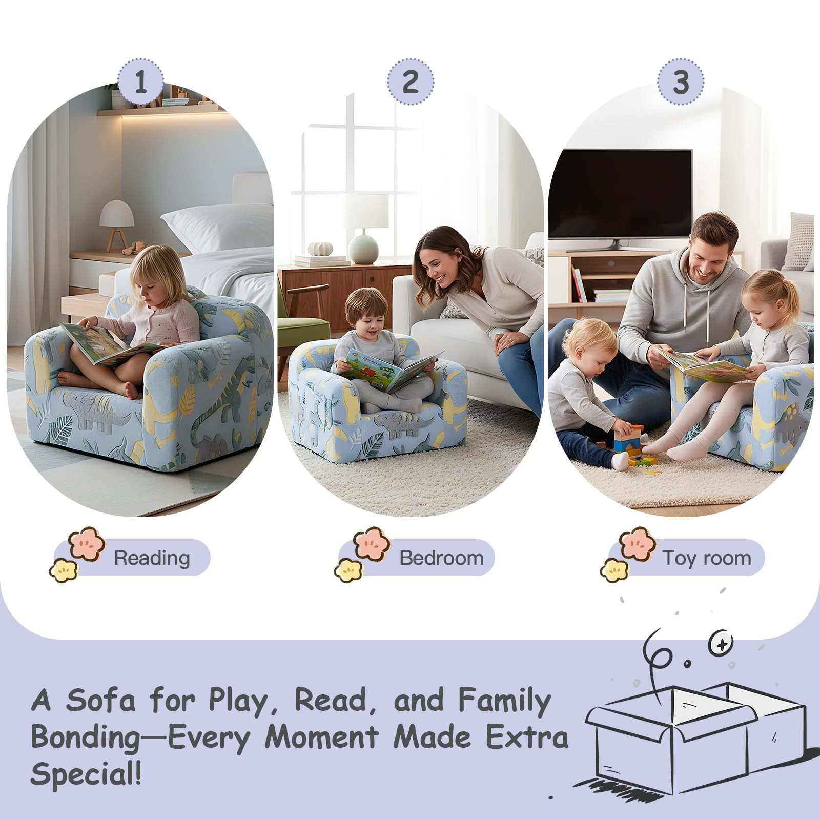 Sofa, Childrens Couch with Carry Handle, Portable Foam Sofa Couch, Glow in Th...