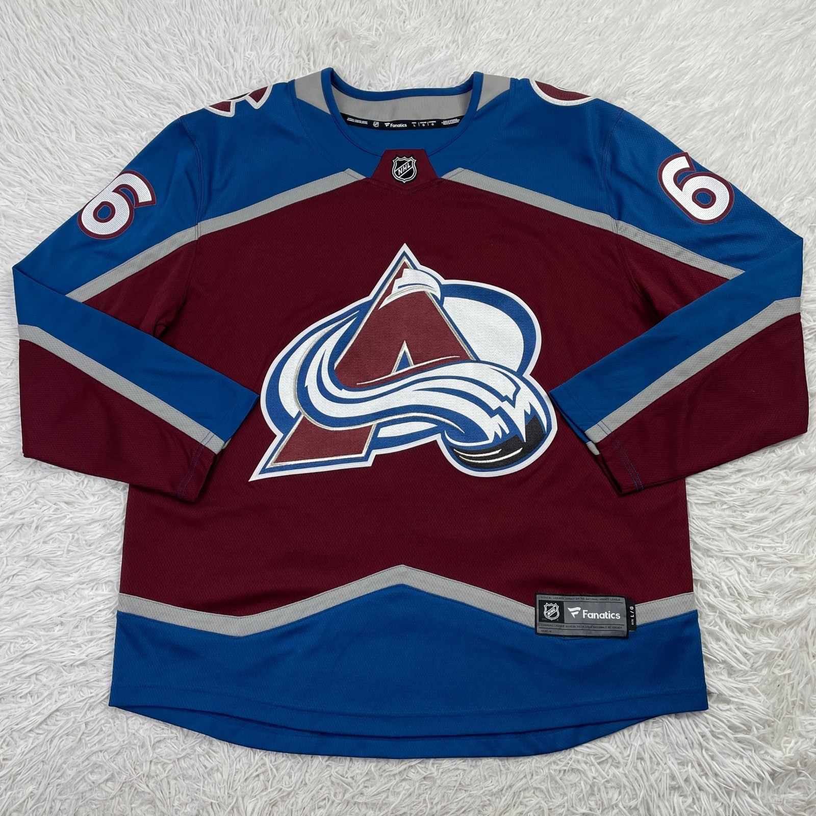 Fanatics Jersey Mens Large Blue Red Avalanche NHL Hockey 66 Lamprey Stitched L
