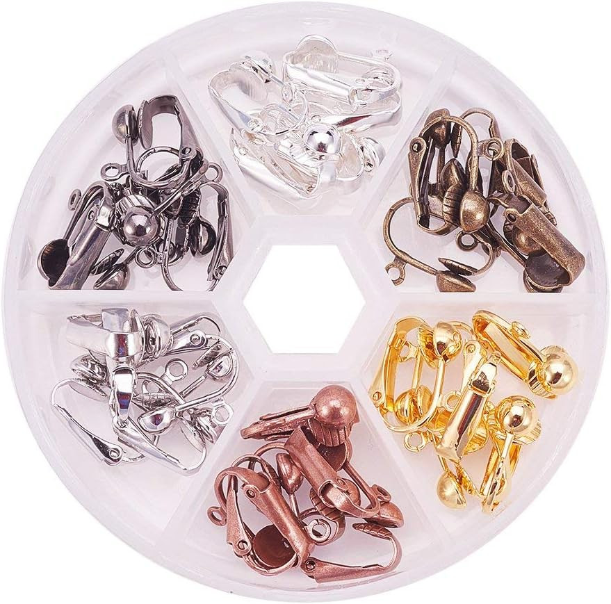 36 Pcs Brass Clip-On Earring Converter Component 17X14X7Mm for Non-Pierced Ears