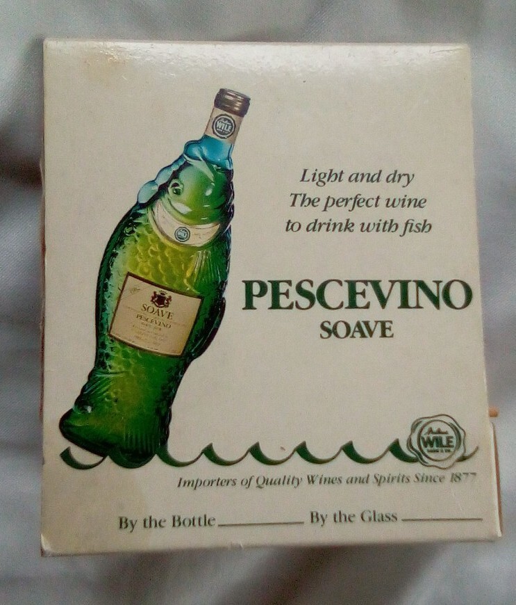 Vintage 70s Pescevino  Match Box Advertising Alcohol Wine  Triangle