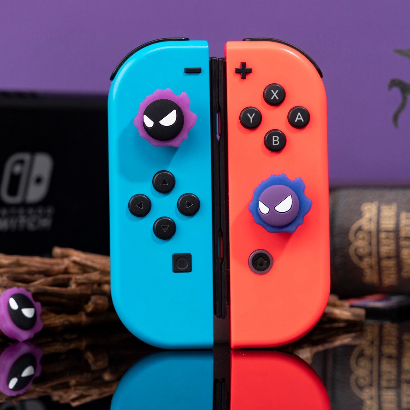 4PCS Thumb Grip Analog Stick Caps for Switch/ Switch OLED Luminous Purple Devil