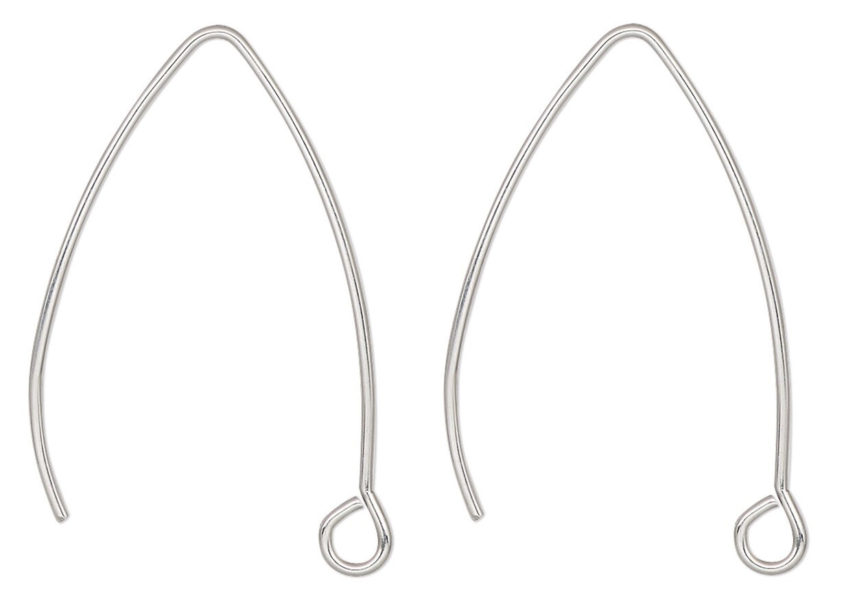 Ear Wire, 10 Pair Stainless Steel 20 Gauge 30mm Marquise Ear Wire with Open Loop