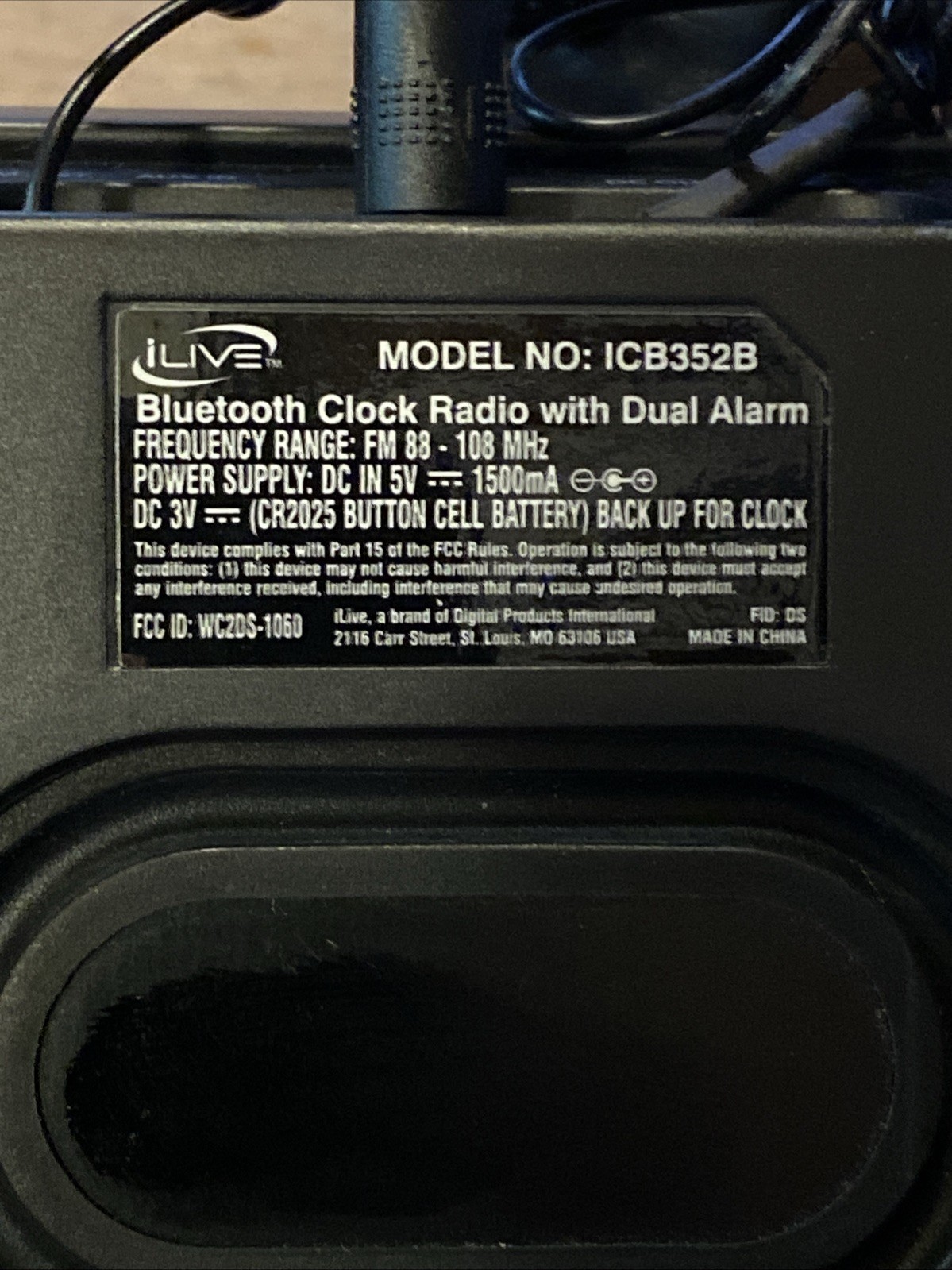 Ilive Bluetooth Clock Radio model ICB352B